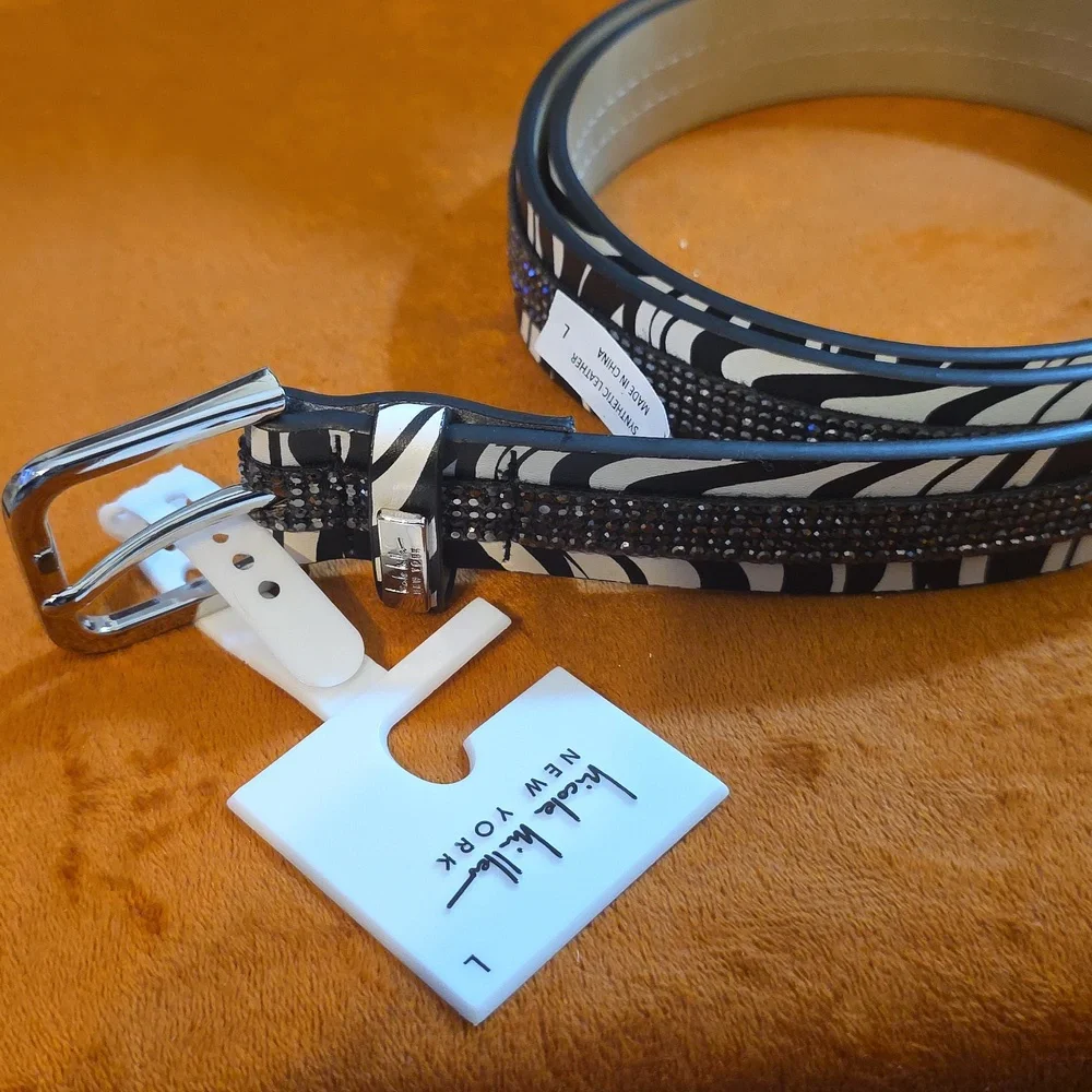 NICOLE MILLER Monochrome ZEBRA  Patterned  STUDDED Belt.